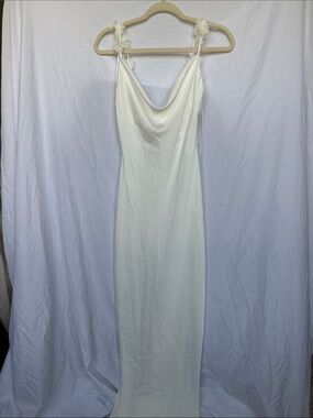 Altar'd State Ivory Cowl Slip Dress with Floral Straps